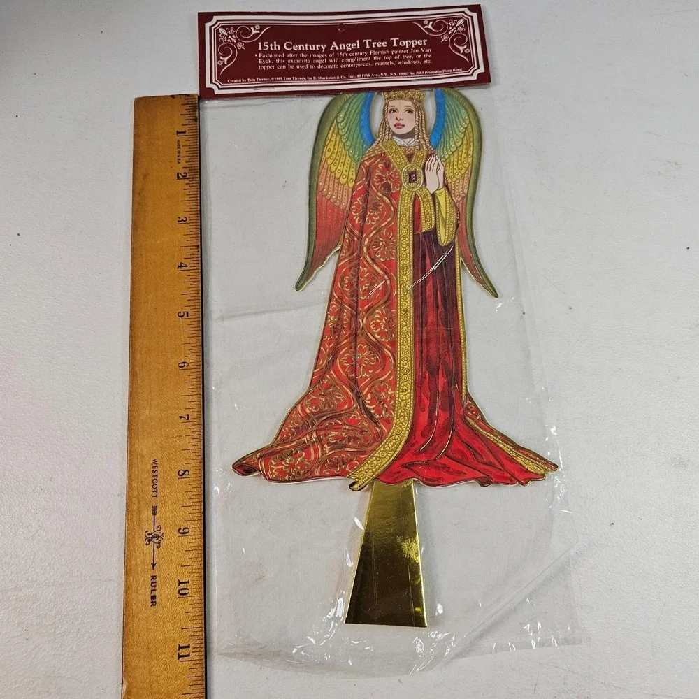 VTG Christmas Paper Angel Tree Topper 1995 Shackman‎ Diecut 11 Inch Tall